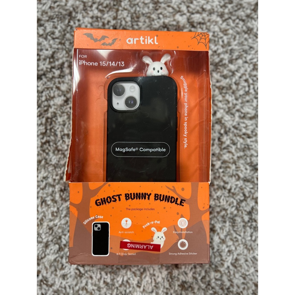 Artikl Ghost Bunny Bundle iPhone 15 14 13 MagSafe Silicone Case Black